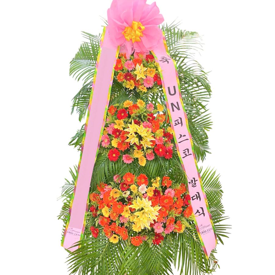 K3T-CM | Kệ chúc mừng 3 tầng Hàn Quốc (Hoa ngẫu nhiên)